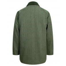 Hoggs of Fife Men's Harewood Lambswool Tweed Waterproof Shooting Coat (Dark Green Herringbone/Red)