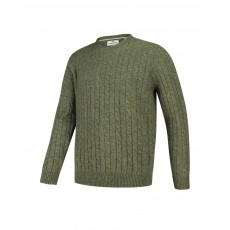 Hoggs of Fife Men's Jedburgh Crew Neck Cable Pullover (Thyme)