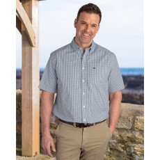 Hoggs of Fife Men's Perth Short Sleeve Checked Shirt (Green Check)