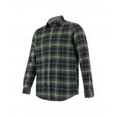 Hoggs of Fife Men's Pitmedden Long Sleeve Flannel Check Shirt (Green Check)