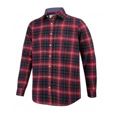 Hoggs of Fife Men's Pitmedden Long Sleeve Flannel Check Shirt (Rust Check)