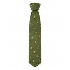 Hoggs of Fife Men's Silk Country Tie (Green - Flying Pheasants)