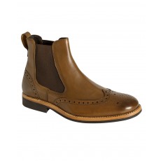 Hoggs of Fife Men's Stanley Semi-Brogue Dealer Boots (Burnished Tan)