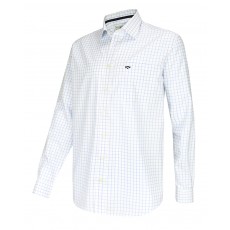 Hoggs of Fife Men's Turnberry Twill Cotton Shirt (White/Light Blue Check)
