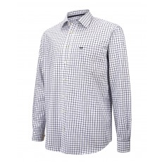 Hoggs of Fife Men's Turnberry Twill Cotton Shirt (White/Navy Check)
