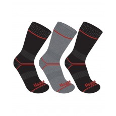 Hoggs of Fife Unisex Comfort Cotton Work Socks - 3 Pack (Black/Grey)