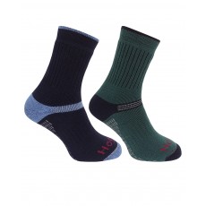 Hoggs of Fife Unisex Tech Active Socks - Twin Pack (Green/Navy)