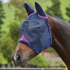 Weatherbeeta Comfitec Durable Mesh Mask With Ears (Navy/Purple)