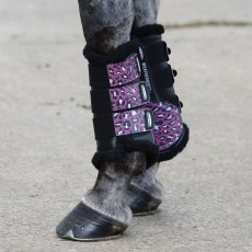 Weatherbeeta Leopard Brushing Boots (Pink Leopard Print)