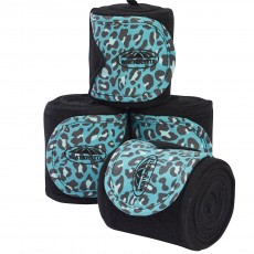 Weatherbeeta Leopard Fleece Bandage 4 Pack (Turquoise Leopard Print)