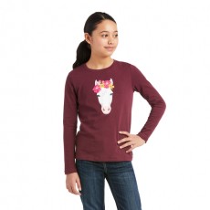 Ariat Youth Flower Crown Long Sleeve T-Shirt (Windsor Wine)