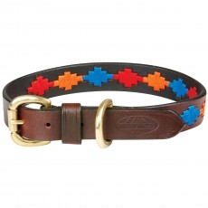 Weatherbeeta Polo Leather Dog Collar (Beaufort Brown/Red/Orange/Blue)