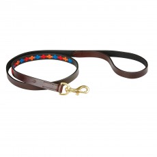 Weatherbeeta Polo Leather Dog Lead (Beaufort Brown/Red/Orange/Blue)