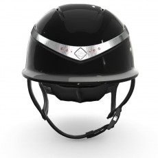 Charles Owen Halo CX Riding Hat (Black Gloss/Stellar Ruby Platinum Ring)