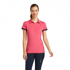 Ariat Women's Bandera 1/4 Zip Short Sleeve Polo (Party Punch)