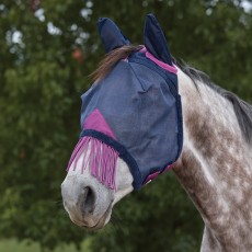 Weatherbeeta Comfitec Deluxe Durable Mesh Mask With Ears & Tassels (Navy/Purple)