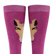 Dublin Adults 3 Pack Socks (Red Violet Horse Face)