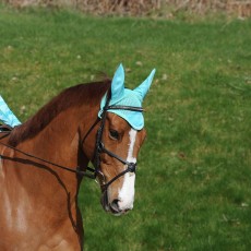 Weatherbeeta Prime Marble Ear Bonnet (Turquoise Swirl Marble Print)