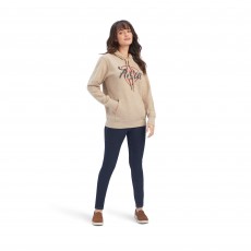 Ariat Womens Real Shield Logo Hoodie (Dark Oatmeal Heather)