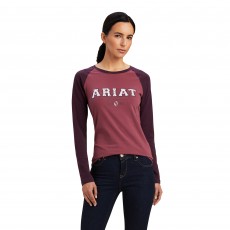 Ariat Womens Varsity Long Sleeve T Shirt (Mulberry/Nostaic Pink)
