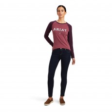 Ariat Womens Varsity Long Sleeve T Shirt (Mulberry/Nostaic Pink)