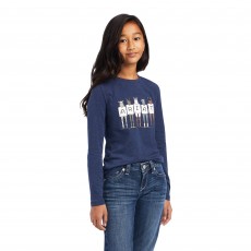 Ariat Youth Fan Club Long Sleeve T Shirt (Navy Heather)