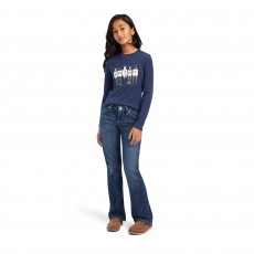 Ariat Youth Fan Club Long Sleeve T Shirt (Navy Heather)