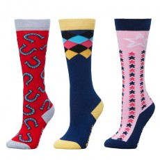 Dublin Childs 3 Pack Socks (Coral Horse Shoes)