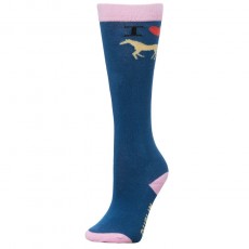 Dublin Childs Single Pack Socks (Blue I Love Horses)