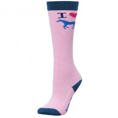 Dublin Childs Single Pack Socks (Pink I Love Horses)