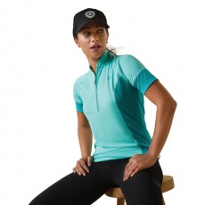 Ariat Womens Cambria Jersey 1/4 Zip Baselayer (Pool Blue/Viridian Green)