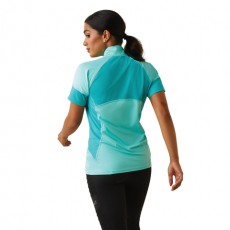 Ariat Womens Cambria Jersey 1/4 Zip Baselayer (Pool Blue/Viridian Green)