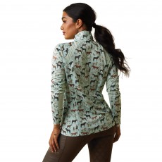 Ariat Womens Sunstopper 2.0 1/4 Zip Baselayer (Aqua Foam Herd Print)