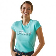 Ariat Womens Varsity Outline T-Shirt (Pool Blue)