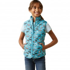 Ariat Youth Bella Reversible Insulated Vest (Mosaic Blue/Aqua Foam Herd Print)