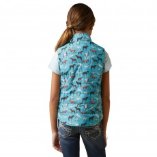 Ariat Youth Bella Reversible Insulated Vest (Mosaic Blue/Aqua Foam Herd Print)