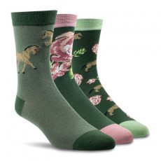 Ariat Womens Charm Crew Socks (Floral Horse)