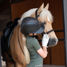 Charles Owen SP8 Plus Leather Look Helmet (Black Sparkly Centre)