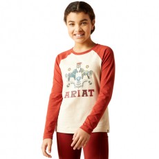 Ariat Youth Dala Horses Long Sleeve Tee (Oat Heather/Red Ochre)
