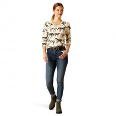 Ariat Women's Sepia Equine Long Sleeve Tee (Summer Sand)