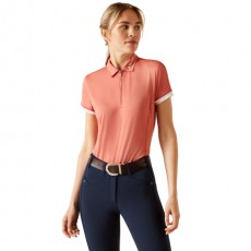 Ariat Womens Bandera 1/4 Zip Short Sleeve Polo (Faded Rose)