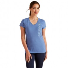 Ariat Womens Vertical Logo V Short Sleeve T-Shirt (Dutch Blue)