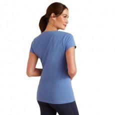 Ariat Womens Vertical Logo V Short Sleeve T-Shirt (Dutch Blue)