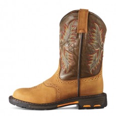Ariat Youth Workhog Western Boots (Bark/Army Green)