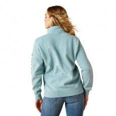 Ariat Women's Foundation Logo 1/2 Zip Sweatshirt (Teal Heather)