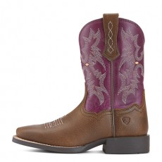 Ariat Youth Tombstone Square Toe Western (Vintage Bomber/Plum)