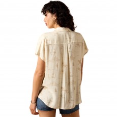 Ariat Womens Badlands Short Sleeve Shirt (Turtledove Ranchscape)