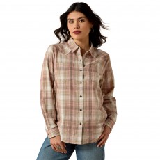Ariat Womens Billie Jean Long Sleeve Shirt (White Pepper Coral Plaid)