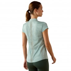 Ariat Womens Breathe 1/2 Zip Cap Sleeve Top (Blue Surf)