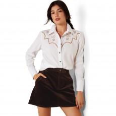 Ariat Womens Lattice Long Sleeve Shirt (White)